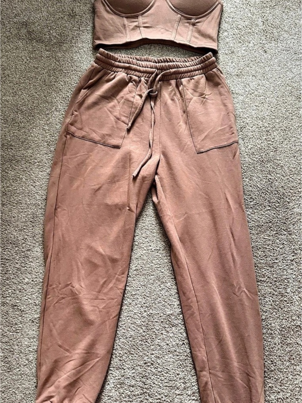 Mocha Crop Top & Jogger Set